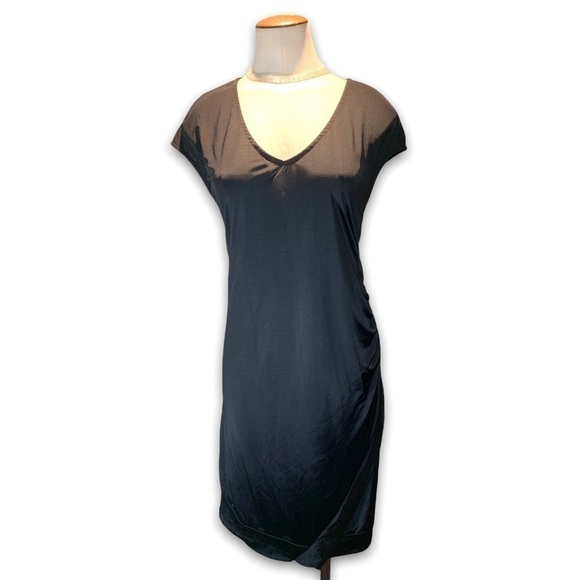 𝅺max Coco Women's Large Black Bodycon T Shirt Dress Rushed Side Stretchy - Picture 1 of 12